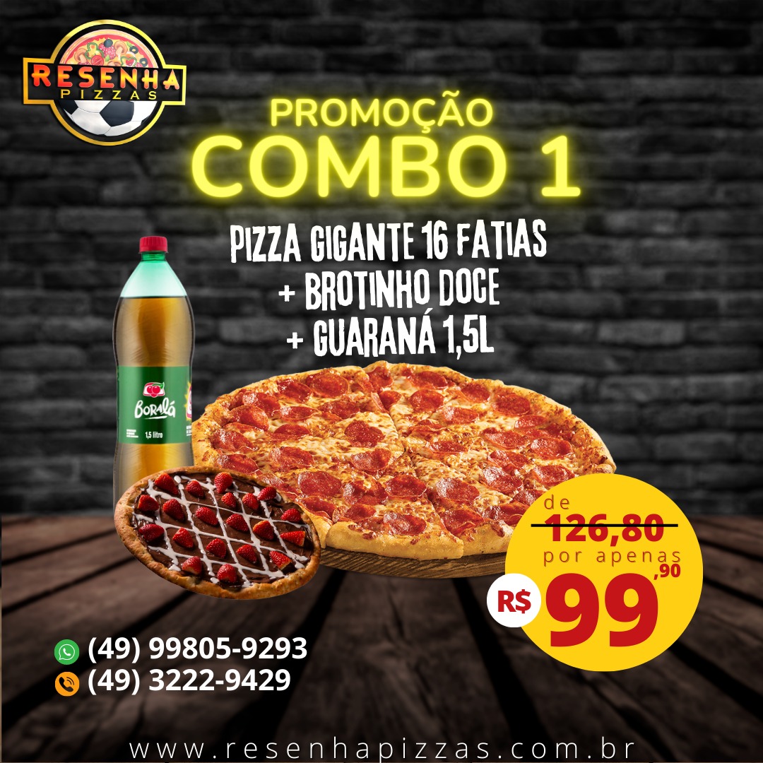 Combo 45 cm(16 fatias) + brotinho doce + guaraná 1,5 L